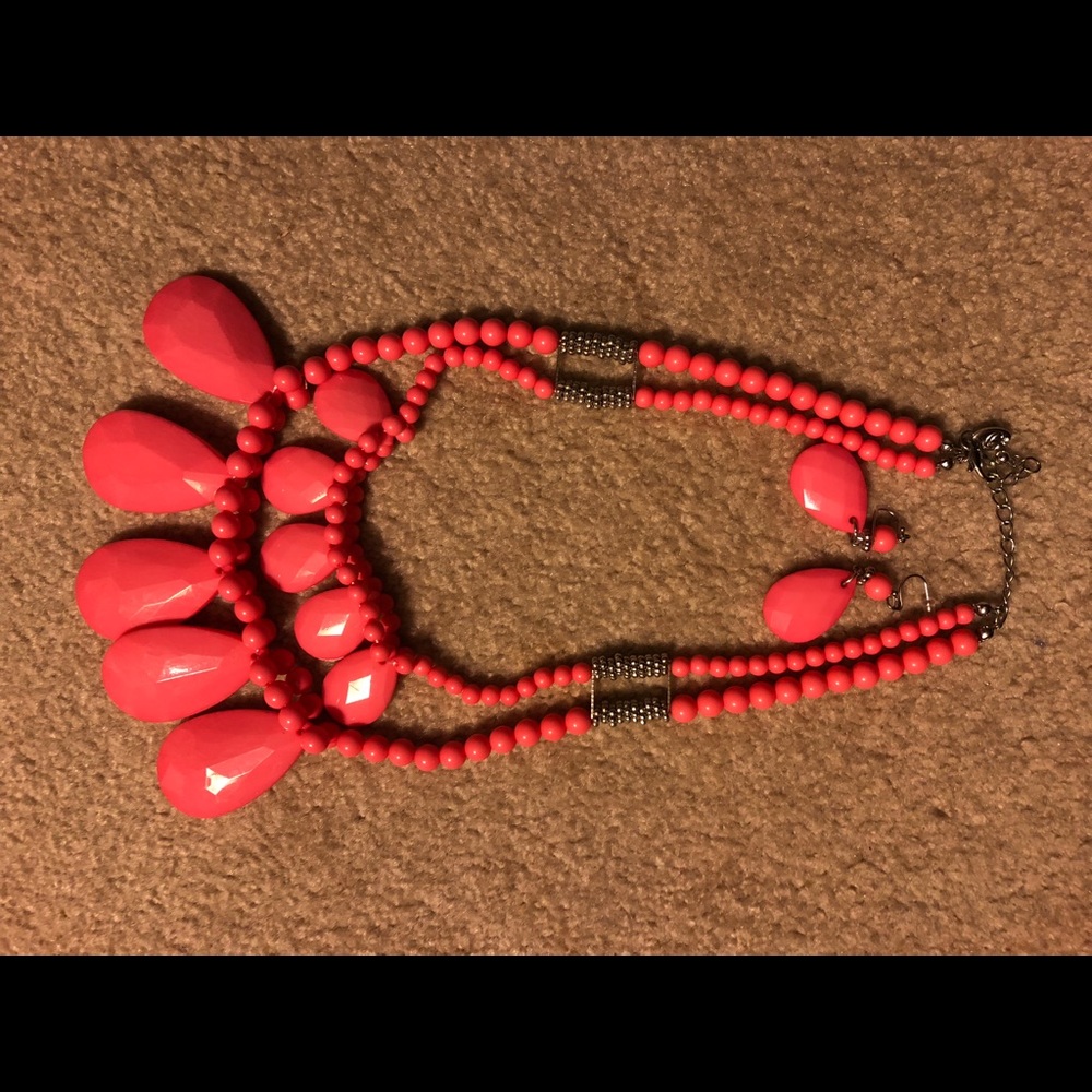 Coral necklace and earrings